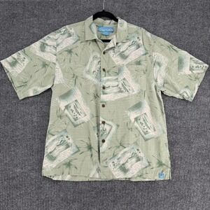 Vintage Bermuda Bay silk Hawaiian shirt men's medium euro summer beachy